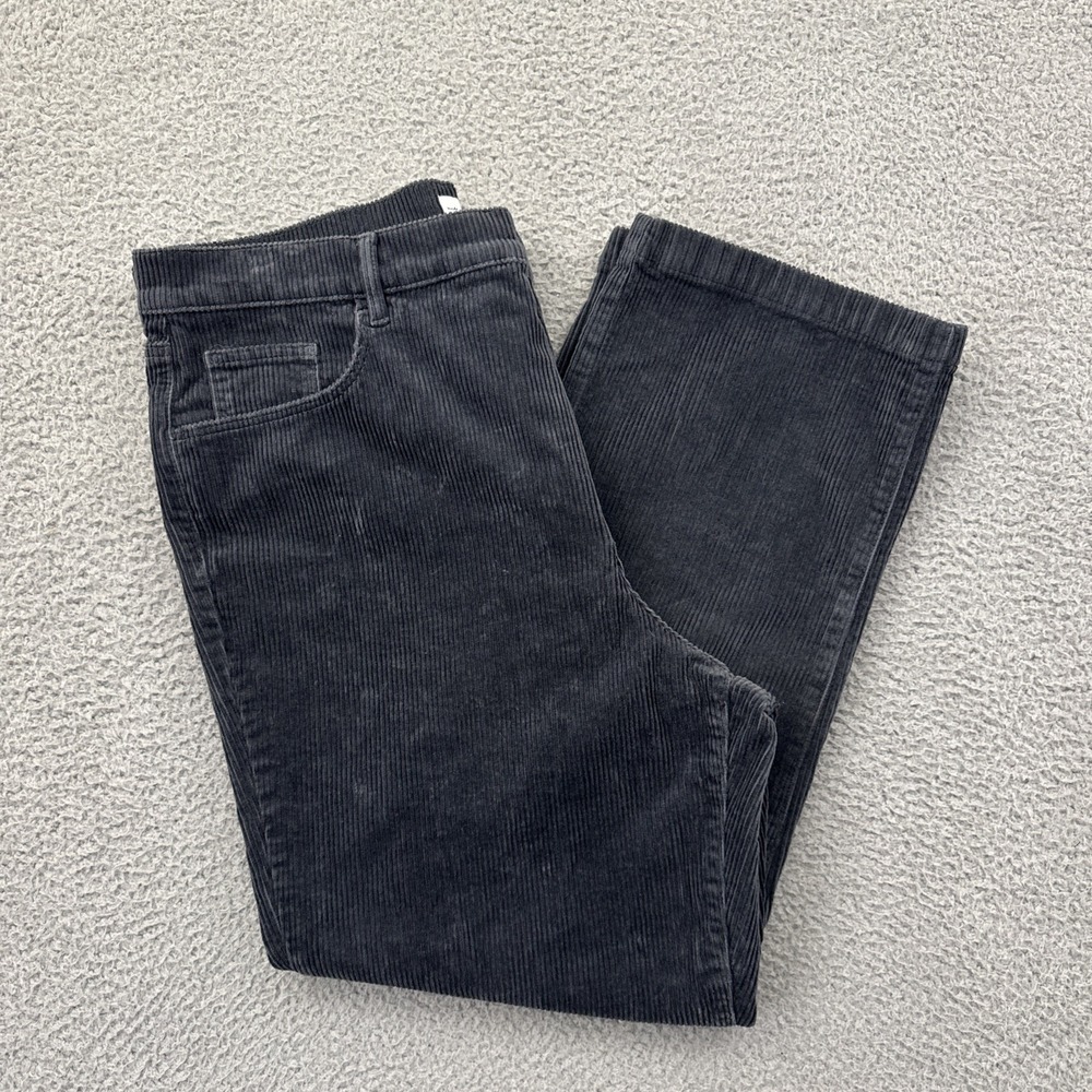 Loft High Rise Straight Corduroy Pants Gray Ankle Boho Preppy Women's 16/33 x 27